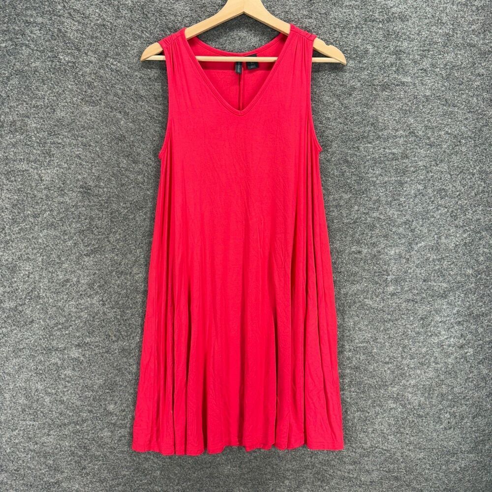 Paraphrase Dress Women S Small Pink Shift Midi V-Neck Sleeveless Rayon Casual